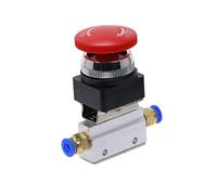 Air Valve, Toggle Switch, 1 Piece Red Mushroom Cap Emergency Stop Button Self Lock 2 Position 3 Way Air Pneumatic Mechanical Valves MOV-3 1/8"" Thread