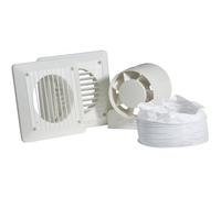 Air Vent 434445A Inline Loft Extractor Fan 4"/100mm for Bathroom/Shower Room - Full Kit including Grilles & Ducting