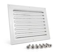 Air Vent Cover 12" x 8"Inch/ 300x200 mm Metal Wall Air Vent Grille Cover with Insect Fly Screen Protection Mesh for External Internal Walls Ceilings Sidewall Outdoor and Indoor Use (White)