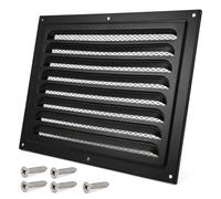 Air Vent Cover 12" x 8"Inch/ 300x200 mm Metal Wall Air Vent Grille Cover with Insect Fly Screen Protection Mesh for External Internal Walls Ceilings Sidewall Outdoor and Indoor Use (Black)