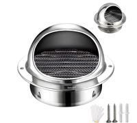 Air Vent Cover 304 Stainless Steel 60 80 100 120 150mm Bull-Nose External Vent with Louvres & Fly Screen, Round Ventilation Grill Covers for Exterior Wall, Bathroom, Kitchen(120mm/4.7in)