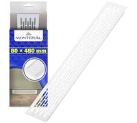 Air Vent Cover 80 x 480 mm - White Aluminium Ventilation Grill for Installation in Furniture Kitchen Plinth Radiator Cupboard Wardrobe Worktop Fridge - Warranty 10 Years - MONTERAL