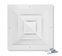 Air Vent Cover HVAC 6x6 Inches | 4-Way Supply Grille, Aluminum Square Ceiling Diffuser with Flow Control | Sidewall/Ceiling Register, Vent Duct Cover
