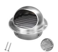 Air Vent External Stainless Steel 50mm 100mm 160mm Wall Vent Cap Round Dryer Vents Cover with Fly Screen Mesh, Hemispherical Grille for Apartment and Garage(60mm/2.3″)