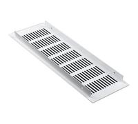 Air Vent Grille Air Vent, Ventilation Grille 100Mm, Aluminum Alloy White Kitchen Plinth Vent Grill, Rectangle Louvred Ventilation Cover(100 * 300Mm)