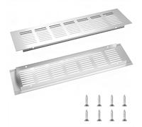 Air Vent Grille Cover, Aluminium Ventilation Grille Rectangle Air Return Vent Cover with Mounting Screws for Furniture Kitchen Cupboard Shoe Closet 11.8 x 3.1 Inch Silver