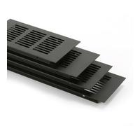 Air Vent Grille Cover, Black Square Aluminum Alloy Black Vent Cover for Cupboard Wardrobe Ventilation(100X200mm)