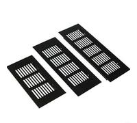 Air Vent Grille Cover - Ventilation Grilles Cover - Aluminum Alloy Black Air Vents Louvred Wall Vent Grille for Cabinets, Wardrobes, and Bathroom Doors(100X250mm)