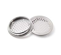 Air Vent Hole Round Shaped Mesh Hole Stainless Steel Plane Ventilation Grille Ventilation Louver for Kitchen, Bathroom,Cabinet, Wardrobe, or Shoe Cabinet (53mm, 2Pcs)