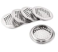 Air Vent Hole Round Shaped Mesh Hole Stainless Steel Plane Ventilation Grille Ventilation Louver for Kitchen, Bathroom,Cabinet, Wardrobe, or Shoe Cabinet (53mm, 5Pcs)