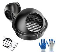 Air Vent Stainless Steel Bull-Nose External Vent, Round Air Vent Covers for Wal, Ventilation Grill Screen Hood, for The External Wall Exhaust, Hood Exhaust(Black,190mm)