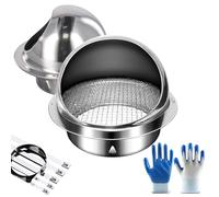 Air Vent Stainless Steel Bull-Nose External Vent, Round Air Vent Covers for Wal, Ventilation Grill Screen Hood, for The External Wall Exhaust, Hood Exhaust(Metallic,200mm)