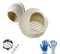 Air Vent Stainless Steel Bull-Nose External Vent, Round Air Vent Covers for Wal, Ventilation Grill Screen Hood, for The External Wall Exhaust, Hood Exhaust(Beige,200mm)