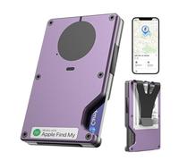Air Wallet,Minimalist Wallet With Built In Airtag Chip, Rfid Blocking Credit Card Holder,Slim Wallet For Men,Compatible With Apple Find My Ios Only,Detachable Money Clip, Macaron Purple, Minimalist