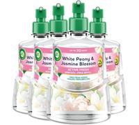 Air Wick 24/7 Active Fresh Refill, White Peony & Jasmine Blossom, 4 x 228ml | Aerosol free air freshener refill; 24/7 active fresh with 2x essential oils; up to 280 days of odour control
