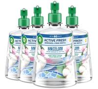 Air Wick Active Fresh Aerosol-Free Automatic Air Freshener Refills Barcelona Fresh Breeze & Cotton Scent Home & Office Odour Eliminator Fragrance 204ml Pack of 4