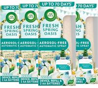 Air Wick Active Fresh Aerosol-Free Freshener Spray Kit Fresh Spring Oasis (4 Pack) - Continuous Freshness and Odor Elimination