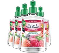 Air Wick Active Fresh Refill, Berries & Peach Blossom, 4 x 228ml | Aerosol free air freshener refill; 24/7 active fresh with 2x essential oils; up to 280 days of odour control