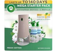 Air Wick Aerosol-Free Automatic Air Freshener Spray | 24x7 Active Fresh Odour Neutraliser | Lasts Up to 2x70 Days | Gadget & 2 Refills, Fresh Cotton