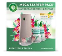Air Wick Aerosol-Free Automatic Air Freshener Spray Starter Kit, Eucalyptus, 1 gadget, 2 Refills & 2 AA Batteries, 24x7