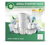 Air Wick Plug in Diffuser Kit, Crisp Linen and Lilac, 1 Device & 3 Refill (19ml), Long Lasting Fragrance, Lasts up to 300 days, Plug in Air freshener