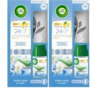 Air Wick Automatic Air Freshener Freshmatic Spray Kit, Cirsp Linen & Lilac, 1 Gadget & 1 Refills (250ml), Natural Essential Oils, Last up to 70 Days, Air freshener (Pack of 2)