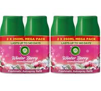 Air Wick Automatic Air Freshener Freshmatic Spray Twin Refills| Odour Neutraliser, Bathroom and Room Air Freshener|Winter Berry Wonderland|2 x 250ml Refills|Lasts Up to 140 Days (70 Days per Refill)