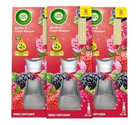 Air Wick Berries & Peach Blossom Essential Oils Reeds Diffuser 42ml | Lasts up to 8 Weeks Air Freshener, Pack of 3