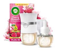 Air Wick Cherry Blossom & Raspberry Air Freshener Plug-in Kit, 19ml | Air Freshener Plug-In Kit infused with essential oils; Smart Pulse Technology; up to 120 days of fragrance