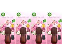 Air Wick Essential Mist Refill, Peony and Jasmine, Pack 4 x 20ml, Natural Essential Oils, Last up to 180 days, Air freshener