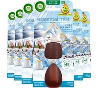 Air Wick Essential Mist Refills, Cotton Blossom & White Lotus, 6 x 20ml | Pure Serenity air freshener refills with natural essential oils; up to 270 days of home fragrance; 6 pack