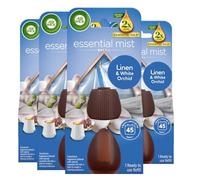 Air Wick Essential Mist Refills, Linen & Petals, Pack 4 x 20ml, Natural Essential Oils, Last up to 180 days, Air freshener