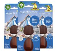 Air Wick Essential Mist Refills, Linen & White Orchid, Pack 3 x 20ml, Natural Essential Oils, Air freshener, Packaging May Vary