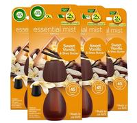 Air Wick Essential Mist Refills, Sweet Vanilla & Shea Butter, Pack 4 x 20ml, Natural Essential Oils, Last up to 180 days, Air freshener