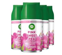 Air Wick Automatic Air Freshener Freshmatic Spray Refills, Pink Sweat Pea, Pack 4 x 250ml, Natural Essential Oils, Last up to 280 days, Air freshener