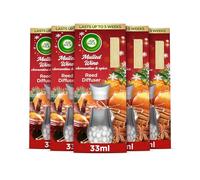 Air Wick Essential Oils Reed Diffuser Air Freshener Mulled Wine Scent, 5 Bottles X 30 ml