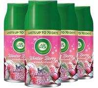 Air Wick Freshmatic Automatic Air Freshener Refills - Odour Neutraliser for Bathroom & Room - Winter Berry Wonderland Scent - 4 x 250ml Refills - Lasts Up to 280 Days