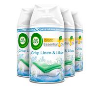 Air Wick Automatic Air Freshener Freshmatic Spray Refills, Crisp Linen & Lilac, Pack 4 x 250ml, Natural Essential Oils, Last up to 280 days, Air freshener