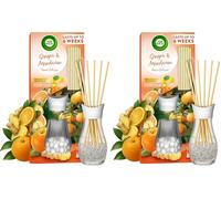 Air Wick Ginger Mandarin Reed Diffuser 42ml, Natural Essential Oils, Long-Lasting Eco-Friendly Aromatherapy, Sustainable Citrus Fragrance, Recyclable, Home Kitchen, Lasts up to 6 weeks (Pack of 2)