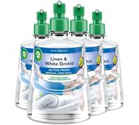 Air Wick Linen & White Orchid Aerosol-Free Automatic Spray Refill 228ml Pack of 4, Lasts up to 70 Days, Air Freshener