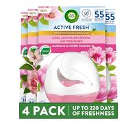 Air Wick Magnolia & Cherry Blossom Gel Freshener, Pack of 4, Long-Lasting Fragrance up to 55 days, Bathroom & Kitchen Odour Eliminator, Pet Neutraliser, Home Scent Solution.