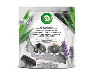 Air Wick Odour Absorbing Bamboo Activated Charcoal Fragrance Cushion - Air Freshener and Dehumidifier Cushion for Wardrobes, Drawers, Shoes & More - 6 x 60g