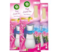 Air Wick Pink Sweet Pea Reeds Diffuser 42ml, 6 weeks of Long-Lasting Home Fragrance with Natural Essential Oils, Sustainable Recyclable Scent Improvement, Eco-Conscious Oil Diffuser - 3 Units