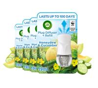 Air Wick Plug in Diffuser Kit, Honeydew & Cucumber, 4 Device & 4 Refill (19ml), Long Lasting Fragrance, Lasts up to 400 days, Plug in Air freshener