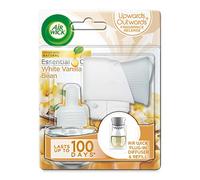 Air Wick Plug in Diffuser Kit, White Vanilla Bean, 1 Device & 1 Refill (19ml), Long Lasting Fragrance, Lasts up to 100 days, Plug in Air freshener