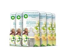 Air Wick Plug in Diffuser Refill, Morning Meadow, Pack 6 x 19ml, Long Lasting Fragrance, Lasts up to 600 Days, Plug in Air freshener