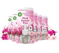 Air Wick Plug in Diffuser Refill, Pink Sweet Pea, Pack 6 x 19ml, Long Lasting Fragrance, Lasts up to 600 days, Plug in Air freshener