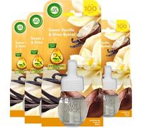 Air Wick Plug in Diffuser Refill, Sweet Vanilla & Shea Butter, Pack 4 x 19ml, Long Lasting Fragrance, Lasts up to 400 days, Packaging may vary