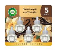 Air Wick Plug in Scented Oil 5 Refills, Brown Sugar and Vanilla, Fall Scent, Fall Spray, (5x0.67oz), Essential Oils, Air Freshener