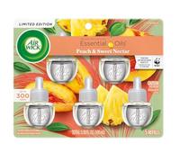 Air Wick Plug in Scented Oil Refill, Fresh Peach and Sweet Nectar, Air Freshener, Essential Oils, 5 Count